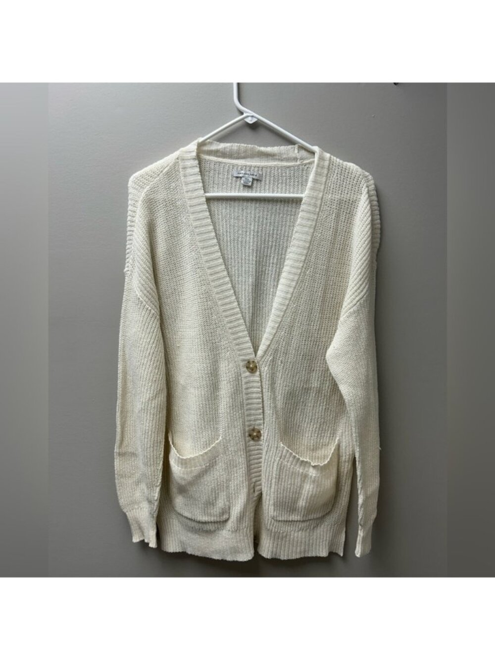 American Eagle Cream Button Up Cardigan